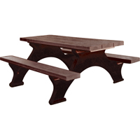 Recycled Plastic Picnic Tables, 8' L x 61-1/2" W, Brown Equipment World