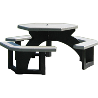 Tables de pique-nique hexagonales en plastique recycl&eacute;, 78" lo x 78" la, Gris Equipment World