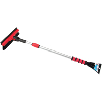Snow Brush With Pivot Head, Telescopic, Rubber Squeegee Blade, 52" Long, Black/Red NJ144 | Equipment World