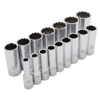 SAE Socket Set, 16 Pcs, 1/2" Drive Size, Deep Equipment World