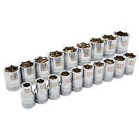 Metric Socket Set, 19 Pcs, 1/2" Drive Size Equipment World