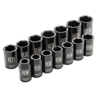 Metric Socket Set, 14 Pcs, Impact, 1/2" Drive Size Equipment World