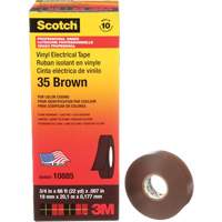 Scotch&reg; Vinyl Colour Coding Electrical Tape, 19 mm (3/4") W x 20 m (66') L, 7 mils, Brown Equipment World