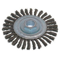 Economy High Speed Stringer Bead Knot Wire Wheel Brush, 5" Dia., 0.02" Fill, 5/8"-11 Arbor, Steel Equipment World