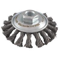 Knotted Wire Wheel Saucer Brushes, 4" Dia., 0.02" Fill, 5/8"-11 Arbor, Steel Equipment World