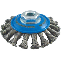 Knotted Wire Wheel Saucer Brushes, 4" Dia., 0.02" Fill, 5/8"-11 Arbor, Stainless Steel Equipment World