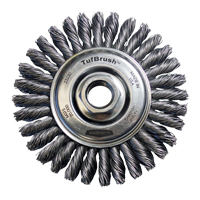 TufBrush Knot Wire Wheel Brush, 4" Dia., 0.02" Fill, 5/8"-11 Arbor, Steel Equipment World