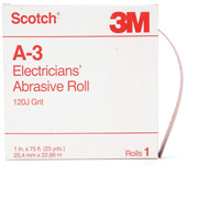 Scotch&reg; A-3 Electrician's Abrasive Roll, Aluminum Oxide, 1" W x 75' L, 120 Grit Equipment World