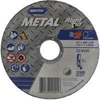 Metal RightCut Right Angle Cut-Off Wheel, 4-1/2" x 0.045", 7/8" Arbor, Type 01/41, Aluminum Oxide, 13580 RPM Equipment World