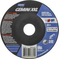 Gemini XXL Grinding Wheel, 4-1/2" x 1/4", 7/8" Arbor, Aluminum Oxide, Type 27 Equipment World