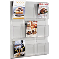 Literature Displays, Wall Mount, 9 Slots, Plastic, 30" W x 2" D x 36-7/8" H Equipment World