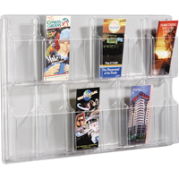 Literature Displays, Wall Mount, 12 Slots, Plastic, 30" W x 2" D x 20-3/8" H Equipment World