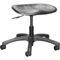 Shoptech Ergonomic Industrial Stools, Mobile, Adjustable, 16" - 21-1/2", Polyurethane Seat, Black Equipment World