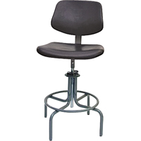 600 Series Rectangular Stool with Back , Mobile, Adjustable, 25" - 31", Polyurethane Seat, Black Equipment World