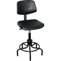 6000 Series Stool with Back, Stationary, Adjustable, 25" - 30", Polyurethane Seat, Black Equipment World