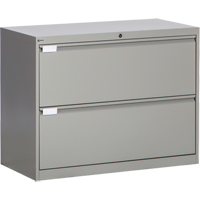 Lateral Filing Cabinet, Steel, 2 Drawers, 36" W x 18" D x 27-7/8" H, Grey Equipment World