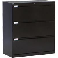 Lateral Filing Cabinet, Steel, 3 Drawers, 36" W x 18" D x 40-1/16" H, Black OP216 | Equipment World