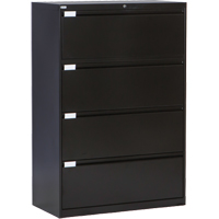 Lateral Filing Cabinet, Steel, 4 Drawers, 36" W x 18" D x 53-3/8" H, Black OP219 | Equipment World