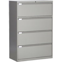 Lateral Filing Cabinet, Steel, 4 Drawers, 36" W x 18" D x 53-3/8" H, Grey Equipment World