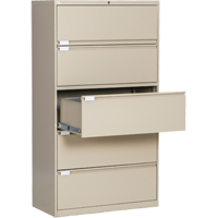 Lateral Filing Cabinet, Steel, 5 Drawers, 36" W x 18" D x 65-1/2" H, Beige OP223 | Equipment World