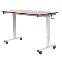 Adjustable Stand-Up Workstations, Stand-Alone Desk, 48-1/2" H x 48" W x 32-1/2" D, Walnut Equipment World
