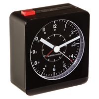 Desk Alarm Clock, Analog, Battery Operated, 3.5" W x 1.5" D x 3.75" H, Black Equipment World