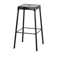 Bistro Stool, Stationary, Fixed, 29", Steel Seat, Black Equipment World