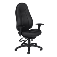 High Back Comfort Chair, Leather, Black, 300 lbs. Capacity Equipment World