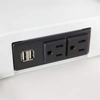 Soar Sit/Stand Electric Desk with Dual Monitor Arm, Desktop Unit, 37-1/4" H x 27-3/4" W x 22" D, White Equipment World