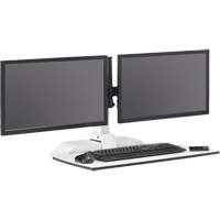 Soar Sit/Stand Electric Desk with Dual Monitor Arm, Desktop Unit, 37-1/4" H x 27-3/4" W x 22" D, White Equipment World