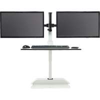 Soar™ Sit/Stand Electric Desk with Dual Monitor Arm, Desktop Unit, 37-1/4" H x 27-3/4" W x 22" D, White OQ926 | Equipment World
