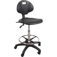 Heavy-Duty Ergonomic Stool, Mobile, Adjustable, 39" - 48", Polyurethane Seat, Black Equipment World