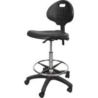 Heavy-Duty Ergonomic Stool, Mobile, Adjustable, 39" - 48", Polyurethane Seat, Black Equipment World