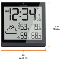 Self-Setting Weather Station and Clock, Digital, Battery Operated, Black OR504 | Equipment World