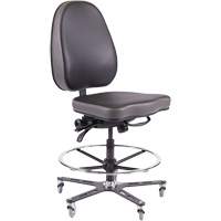 TF180 Ergonomic Industrial Chair, Mobile, Adjustable, Vinyl Seat, Black Equipment World
