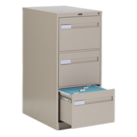 Vertical Filing Cabinet with Recessed Drawer Handles, 3 Drawers, 18.15" W x 26.56" D x 40" H, Beige OTE620 | Equipment World