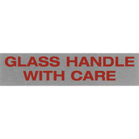 "Glass Handle with Care" Special Handling Labels, 5" L x 2" W, Black on Red Equipment World