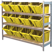 Wide Span Shelving with Jumbo Plastic Bins, Steel, Boltless, 800 lbs. Capacity, 66" W x 60" H x 18" D Equipment World