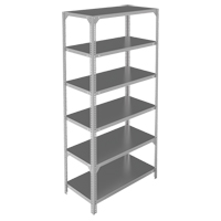 Shelving Unit, Galvanized Steel, Slotted Angle, 400 lbs. Capacity, 36" W x 72" H x 12" D Equipment World