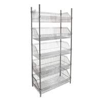 &eacute;tag&egrave;re &agrave; paniers-tablettes en treillis m&eacute;tallique, Tiers 5, 48" la x 74" h x 24" p Equipment World