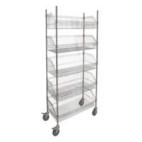 Chariot &agrave; tablette avec panier en treillis, Tiers 5, 48" la x 80" h x 24" p Equipment World