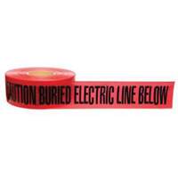 "Buried Electric Line" Identoline&reg; Underground Warning Tape, 3" W x 1000' L, Black on Red Equipment World