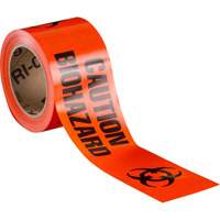 Barricade Tape, English, 3" W x 200' L, 3 mils, Black on Orange Equipment World