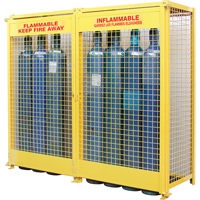 Gas Cylinder Cabinets, 20 Cylinder Capacity, 88" W x 30" D x 74" H, Yellow SAF848 | Equipment World