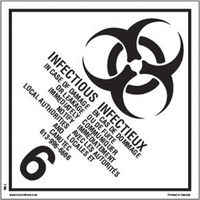 TDG Shipping Labels, Class 6.2, Infectious Substances, Paper Equipment World