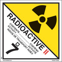 Category 2 Radioactive Materials TDG Shipping Labels, 4" L x 4" W, Black on White SAG878 | Equipment World