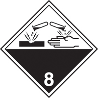Corrosive Materials TDG Shipping Labels, 4" L x 4" W, Black on White SAG882 | Equipment World