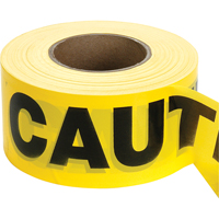 Barricade Tape, English, 3" W x 1000' L, 2 mils, Black on Yellow Equipment World