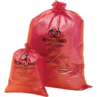 Biohazard Disposal Bags - Orange-Red, Bio-Hazard, 23" L x 19" W, 0.0317 mm, 200 /pkg. SAM047 | Equipment World