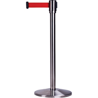 Barri&egrave;res sur pieds pour le contr&ocirc;le des foules, Acier, 35" h, Ruban Rouge, Longueur du ruban 7' Equipment World
